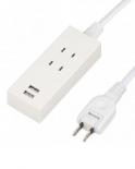 USB充電ポート付きOAタップ 2AC2USB2.1A1.5mホワイト 4966307284573