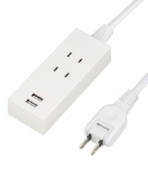 USB充電ポート付きOAタップ 2AC2USB2.1A1.5mホワイト 4966307284573