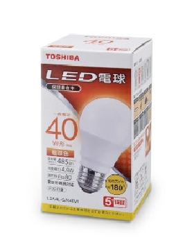 LED電球 一般電球形 4.4W(電球色相当・E26口金）40W形相当 4580625137009