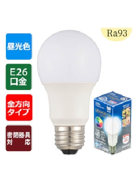 ＬＥＤ電球「GRANGRADE」（40形相当/Ra93/540lm/昼光色/E26/全方向配光280°/密閉形器具対応） 4971275638570