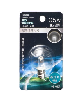 ＬＥＤミニボール球（装飾用/0.5W/16lm/クリア昼白色/G30/E12） 4971275646216