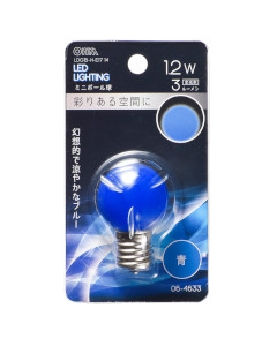 ＬＥＤミニボール球（装飾用/1.2W/3lm/青色/G30/E17） 4971275646339