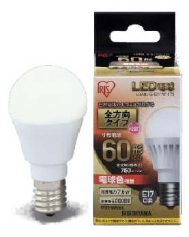 LED電球 E17 全方向 電球色 60形（760lm） 4967576293556