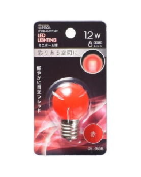 ＬＥＤミニボール球（装飾用/1.2W/8lm/クリア赤色/G30/E17） 4971275646360