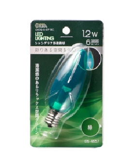 ＬＥＤシャンデリア球（装飾用/1.2W/6lm/クリア緑色/C32/E17） 4971275646575