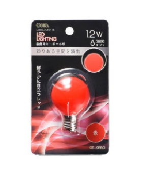 ＬＥＤミニボール球（装飾用/1.2W/8lm/赤色/G40/E17） 4971275646636