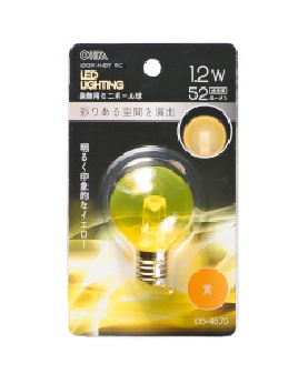 ＬＥＤミニボール球（装飾用/1.2W/52lm/クリア黄色/G40/E17） 4971275646704