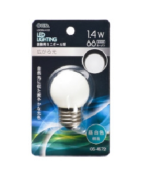 ＬＥＤミニボール球（装飾用/1.4W/88lm/昼白色/G40/E26） 4971275646728