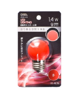 ＬＥＤミニボール球（装飾用/1.4W/9lm/赤色/G40/E26） 4971275646766