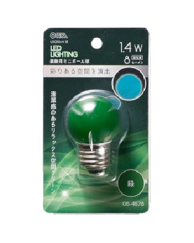 ＬＥＤミニボール球（装飾用/1.4W/8lm/緑色/G40/E26） 4971275646780