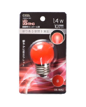 ＬＥＤミニボール球（装飾用/1.4W/10lm/クリア赤色/G40/E26） 4971275646827