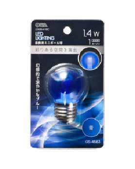 ＬＥＤミニボール球（装飾用/1.4W/1lm/クリア青色/G40/E26） 4971275646834