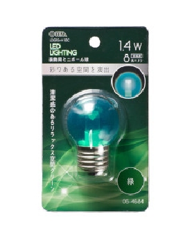 ＬＥＤミニボール球（装飾用/1.4W/8lm/クリア緑色/G40/E26） 4971275646841