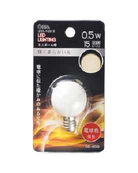 LEDミニボール球（装飾用/0.5W/15lm/電球色相当/G30/E12） 4971275646186