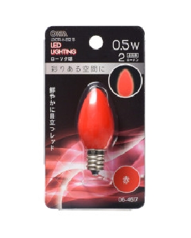 LEDローソク球（装飾用/0.5W/2lm/赤色/C7/E12/レッド） 4971275646179