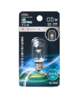 LEDナツメ球（装飾用/0.5W/16lm/昼白色相当/T20/E12/透明クリア） 4971275646049