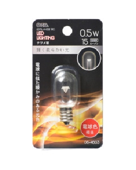 LEDナツメ球（装飾用/0.5W/15lm/電球色相当/T20/E12/透明クリア） 4971275646032