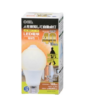 ＬＥＤ電球（40形相当/500lm/電球色/E26/人感･明暗センサー付） 4971275635456