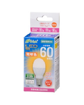 ＬＥＤ電球 小形（60形相当/845lm/電球色/E17/広配光195°/密閉器具対応/断熱材施工器具対応）　4971275643178