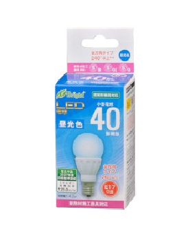 ＬＥＤ電球 小形（40形相当/525lm/4.2W/昼光色/E17/全方向配光240°/密閉器具対応/断熱材施工器具対応） 4971275643345