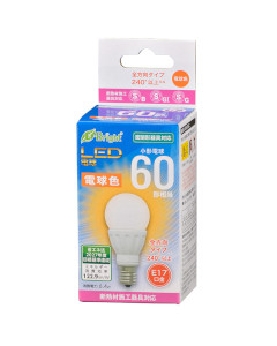 ＬＥＤ電球 小形（60形相当/787lm/6.4W/電球色/E17/全方向配光240°/密閉器具対応/断熱材施工器具対応） 4971275643352