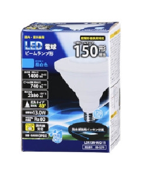 ＬＥＤ電球 ビームランプ形 広角（150形相当/1400lm/昼白色/E26/防雨タイプ/調光器対応） 4971275632790