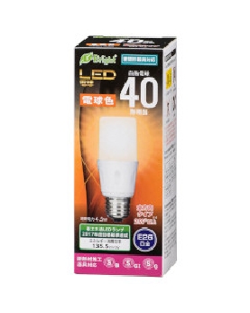 ＬＥＤ電球 T形（40形相当/610lm/電球色/E26/全方向配光255°/断熱材施工器具対応/密閉形器具対応） 4971275636095