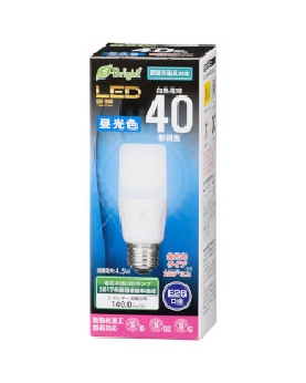 ＬＥＤ電球 T形（40形相当/630lm/昼光色/E26/全方向配光255°/断熱材施工器具対応/密閉形器具対応） 4971275636101