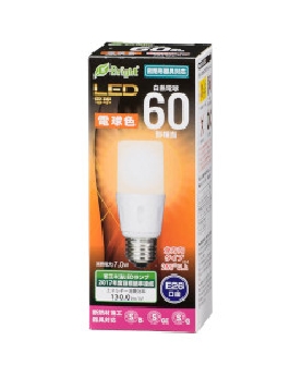 ＬＥＤ電球 T形（60形相当/910lm/電球色/E26/全方向配光255°/断熱材施工器具対応/密閉形器具対応） 4971275636118