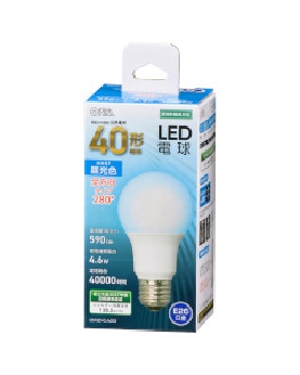 ＬＥＤ電球（40形相当/590lm/昼光色/E26/全方向配光280°/密閉形器具対応） 4971275644564