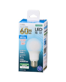 ＬＥＤ電球（60形相当/860lm/昼光色/E26/全方向配光280°/密閉形器具対応） 4971275644595