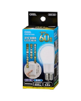 ＬＥＤ電球【調光3段階】（60形相当/Ra85/884lm/昼光色/E26/全方向配光310°/密閉形器具対応） 4971275637825