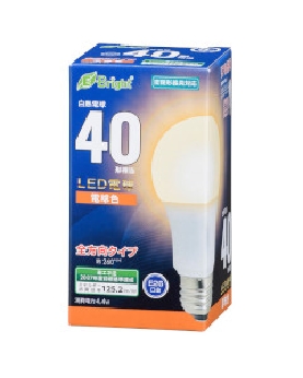 ＬＥＤ電球（40形相当/551lm/電球色/E26/全方向配光260°/密閉形器具対応） 4971275643406