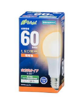 ＬＥＤ電球（60形相当/868lm/電球色/E26/全方向配光260°/密閉形器具対応） 4971275643437