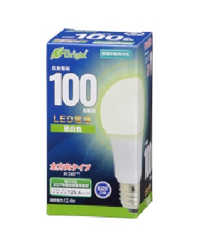 ＬＥＤ電球（100形相当/1558lm/12.4W/昼白色/E26/全方向配光240°/密閉形器具対応） 4971275643475