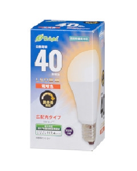 ＬＥＤ電球（40形相当/540lm/電球色/E26/広配光180°/密閉形器具対応/調光器対応） 4971275636170