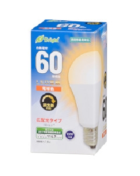 ＬＥＤ電球（60形相当/910lm/電球色/E26/広配光180°/密閉形器具対応/調光器対応） 4971275636194