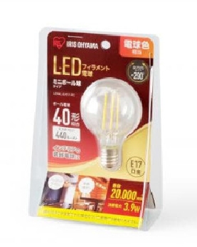 LED電球 E17 電球色 ミニボール球 小形40形相当（440lm） 4967576394307