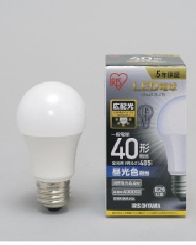 LED電球 E26 広配光 昼光色 40形（485lm） 4967576336413