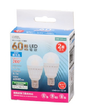 ＬＥＤ電球 小形　60形相当　昼光色　2個入 4971275647213