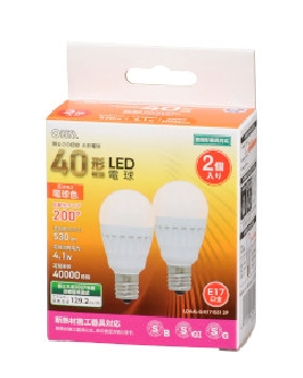 ＬＥＤ電球 小形　40形相当　電球色　2個入 4971275647169