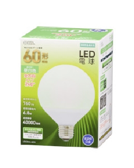 ＬＥＤ電球 ボール球形（60形相当/760Lm/6.8W/昼白色/E26/全方向配光240°/密閉形器具対応） 4971275631656