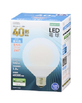 ＬＥＤ電球 ボール球形（40形相当/460Lm/3.8W/昼光色/E26/全方向配光240°/密閉形器具対応） 4971275631632