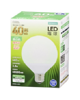 ＬＥＤ電球 ボール球形（40形相当/460Lm/3.8W/昼白色/E26/全方向配光240°/密閉形器具対応） 4971275631625