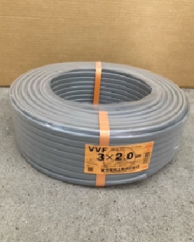 電線 VVFケーブル 2.0mm×3芯 100ｍ巻（灰色） 4560273650051