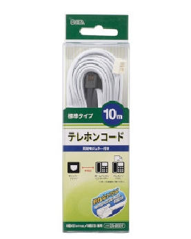 テレホンコード10ｍ 標準タイプ ホワイト 4971275526075