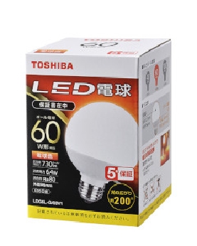 ＬＥＤ電球 ボール電球形 60W形相当(電球色相当・E26口金） 4580625138747