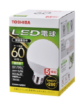 ＬＥＤ電球 ボール電球形 60W形相当(昼白色相当・E26口金） 4580625138754