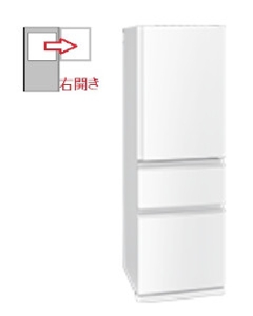 【右開き】冷蔵庫　3ドア 365L 4902901979903