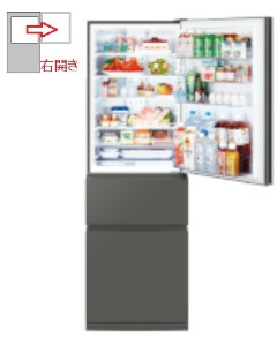 【右開き】冷蔵庫　3ドア 365L 4902901989544